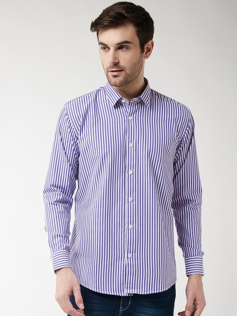

SOJANYA Men Purple & White Regular Fit Striped Casual Shirt