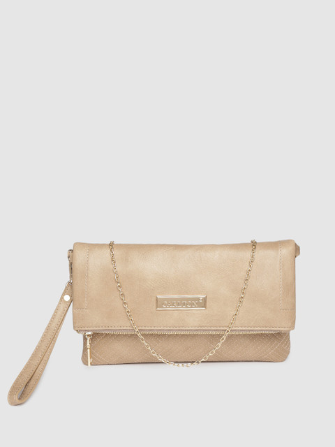 

CARLTON Beige Solid Foldover Clutch with Quilted Detail