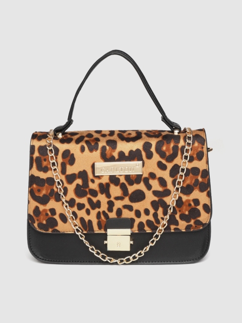 

CARLTON Black & Brown Leopard Print Satchel