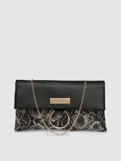

CARLTON Black & White Snakeskin Textured Purse Clutch