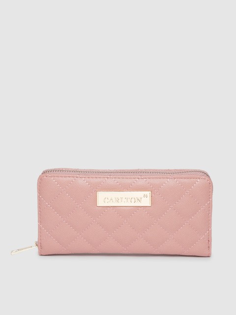 

CARLTON Women Pink Quilted Zip Around Wallet
