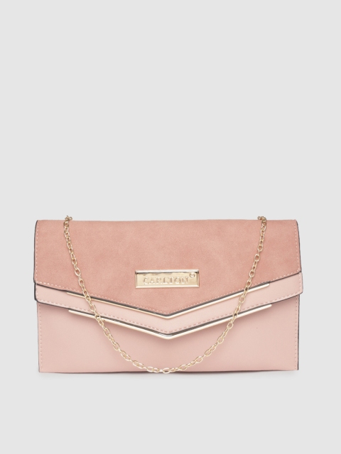 

CARLTON Pink Solid Envelope Clutch with Suede Finish Detail