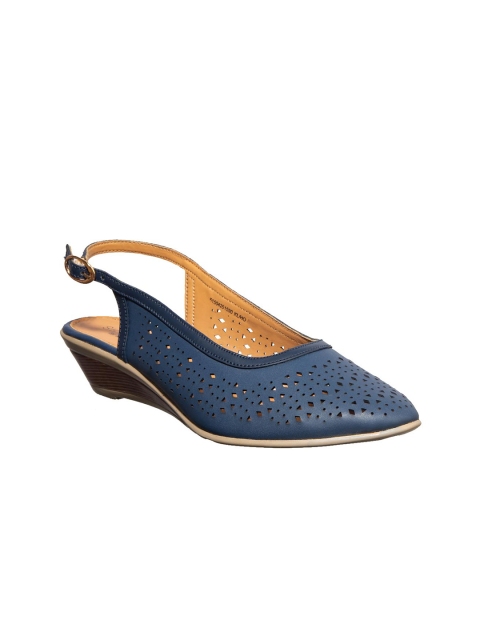 

Khadims Women Navy Blue Solid Laser Cut Pumps