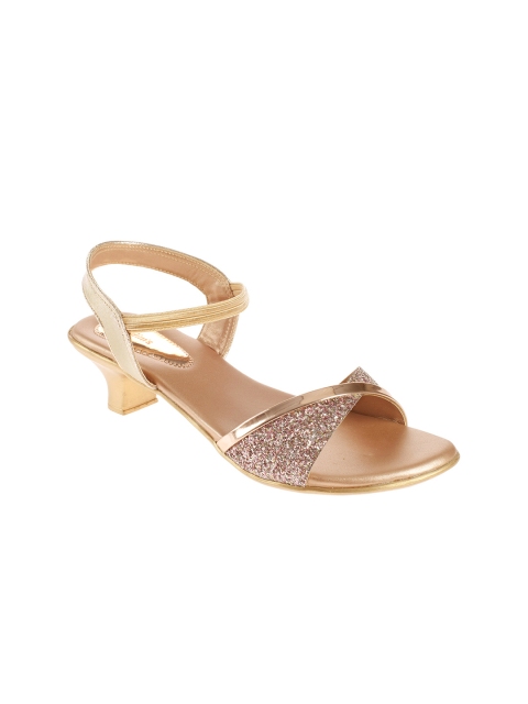 

Khadims Women Gold-Toned Solid Glittery Kitten Heels