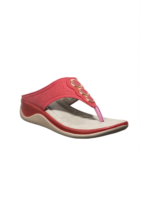 

Khadims Women Red Laser Cut Comfort Heels