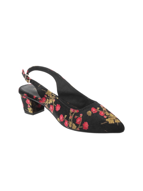 

Metro Women Black & Pink Floral Printed Pumps
