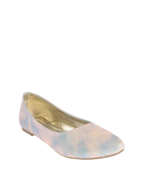 

Khadims Women Beige & Blue Shimmer Ballerinas