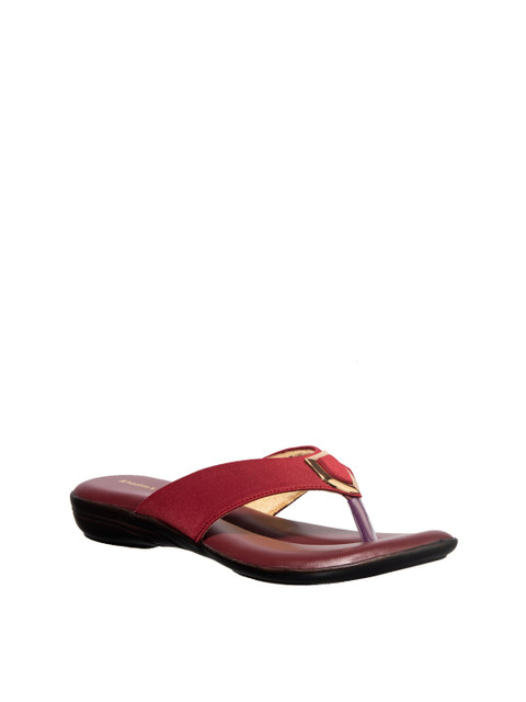

Khadims Women Red Solid T-Strap Flats