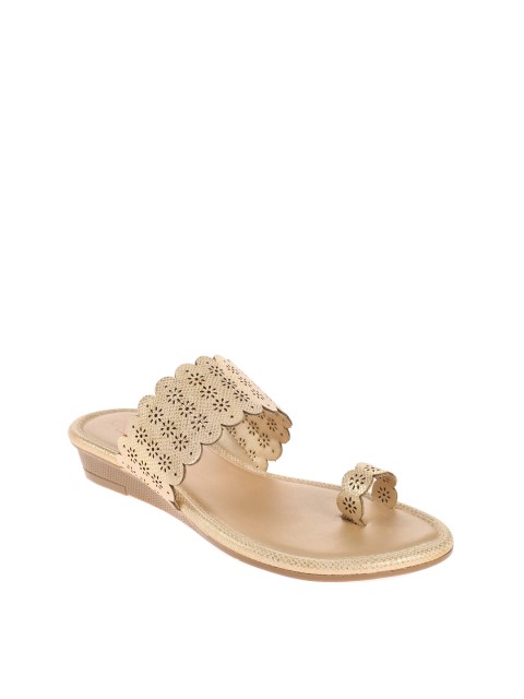 

Khadims Women Beige Laser Cuts One Toe Flats