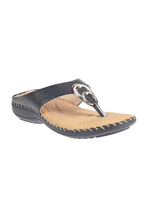 

Khadims Women Black Solid T-Strap Flats