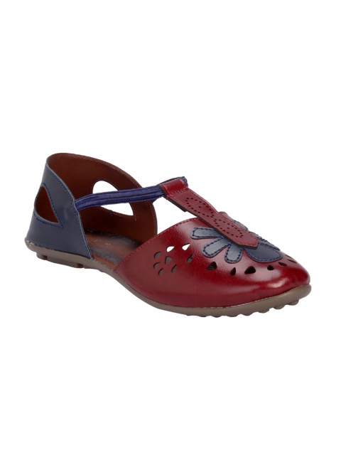 

Khadims Women Maroon & Navy Blue Colourblocked Ballerinas