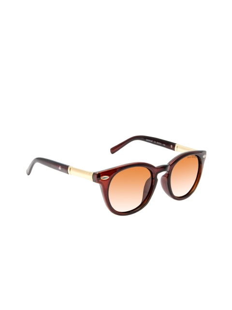

David Blake Unisex Brown & Gold-Coloured Round Sunglasses SGDB2076x8008PC5