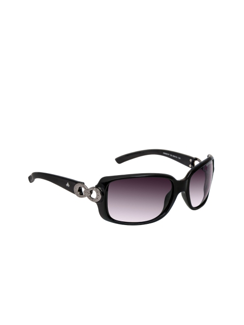 

David Blake Women Black Solid Polarised & UV Protected Oval Sunglasses