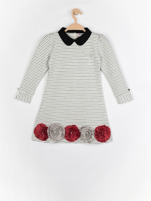 

Peppermint Girls Off-White Striped Fit and Flare Dress