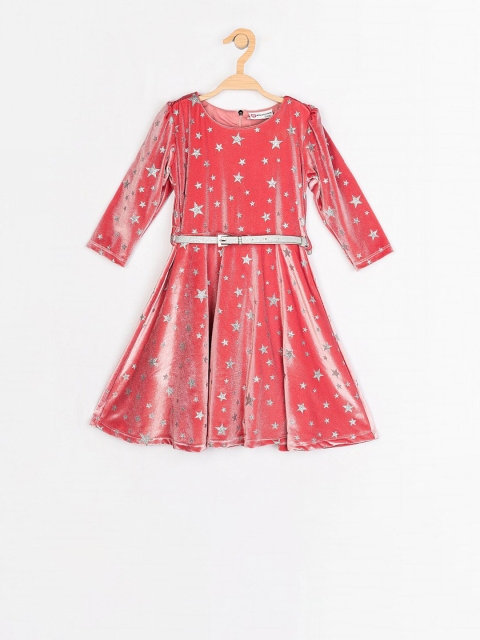 

Peppermint Girls Silver-Toned Printed Fit and Flare Dress