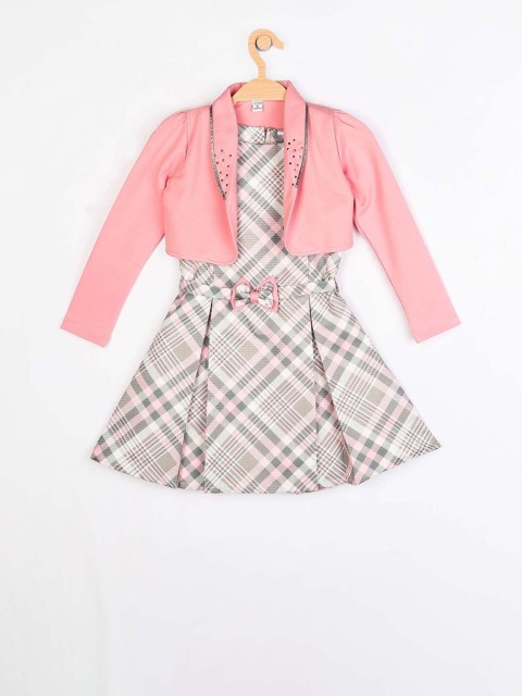 

Peppermint Girls Grey & Pink Checked Fit and Flare Dress