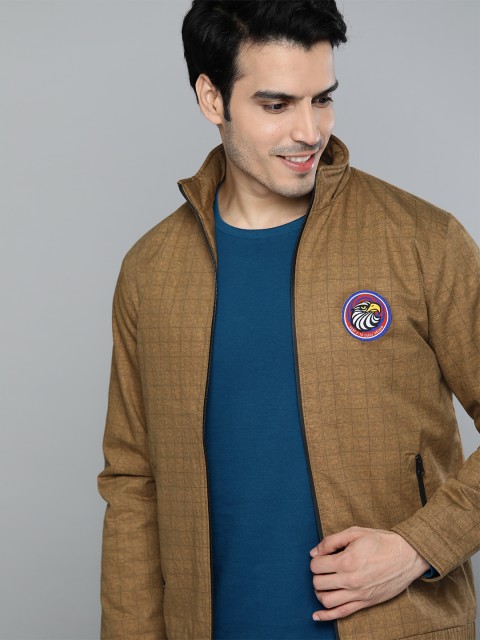 

HERE&NOW Men Khaki Checked Bomber Jacket