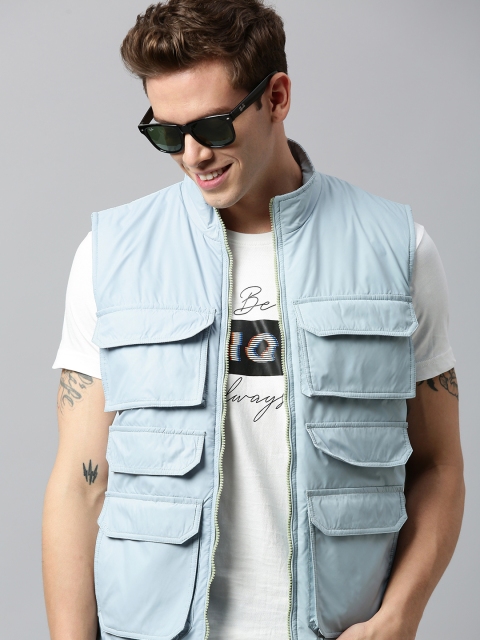 

HERE&NOW Men Blue Solid Vest Padded Jacket