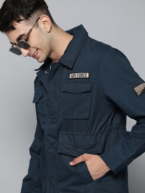 

HERE&NOW Men Navy Blue Solid Tailored Jacket
