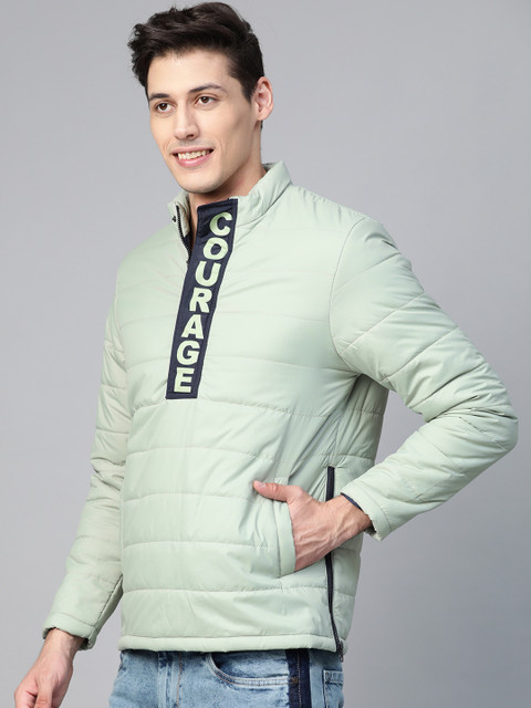 

HERE&NOW Men Green Solid Padded Jacket
