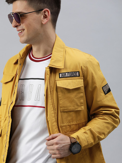 

HERE&NOW Men Mustard Yellow Solid Tailored Jacket