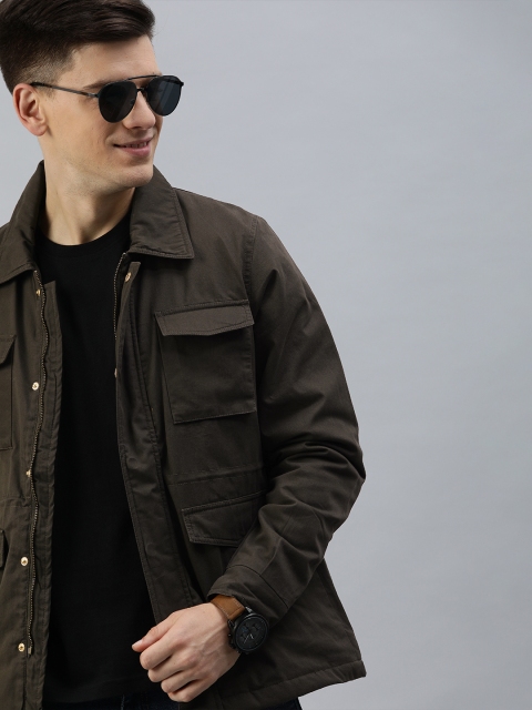 

HERE&NOW Men Olive Green Solid Tailored Jacket