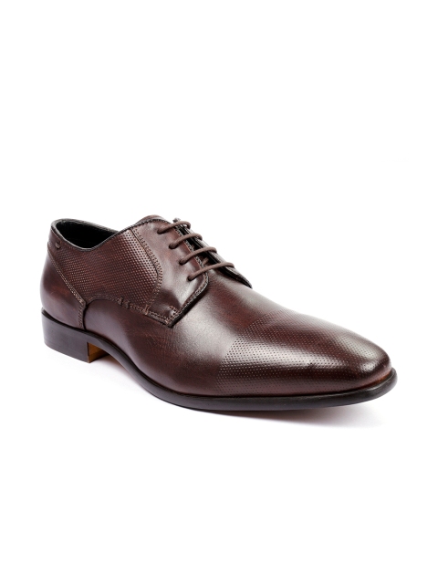 

one8 Select BY VIRAT KOHLI Men Brown Solid Leather Handcratfed Sole Perforated Toe Formal Derbys