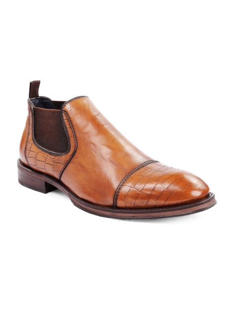 

one8 Select BY VIRAT KOHLI Men Tan Brown Solid Leather Handcrafted Sole Wingman Formal Slip-Ons