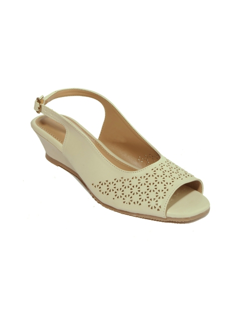 

Khadims Women Beige Laser Cuts Peep Toes
