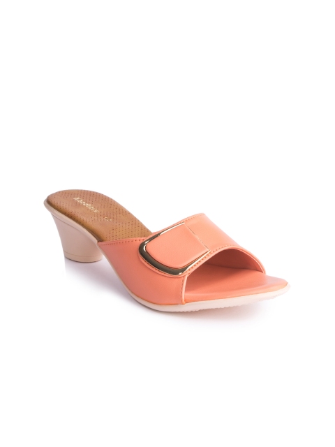 

Khadims Women Peach-Coloured Solid Sandals