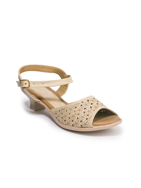 

Khadims Women Beige Laser Cut Detail Sandals