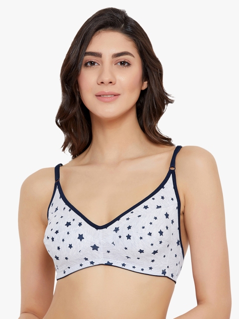 

Clovia Grey & Black Printed Non-Wired Non Padded T-shirt Bra BR0185V01