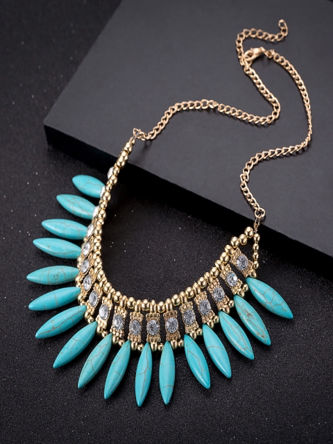 

AQUASTREET Women Turquoise Blue Gold-Plated Bohemian Necklace