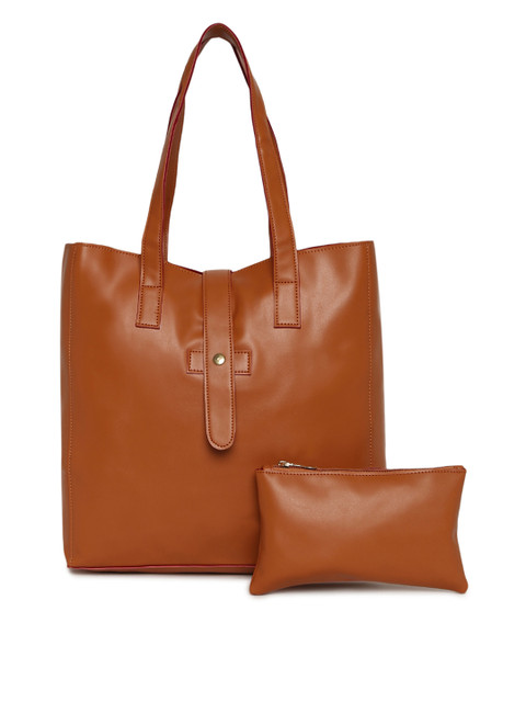 

KLEIO Tan Brown Solid Tote Bag With Pouch