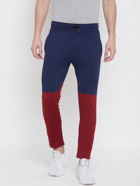 

armure Men Navy Blue & Red Colourblocked Slim-Fit Track Pants