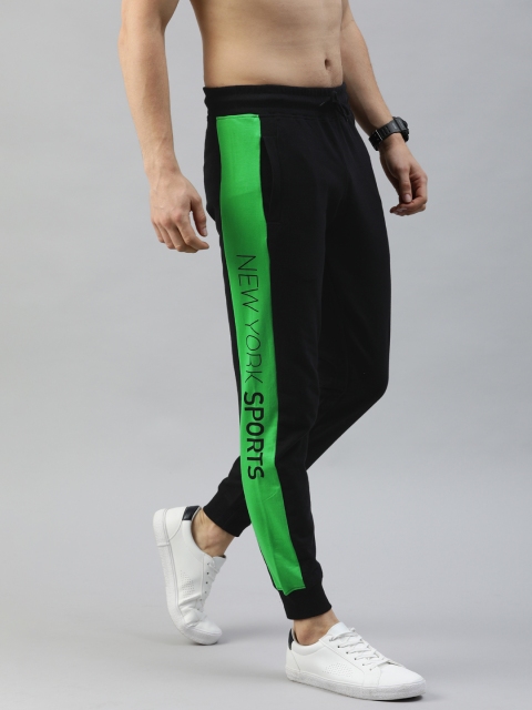

HERE&NOW Men Black Regular Fit Solid Joggers with Side Stripe