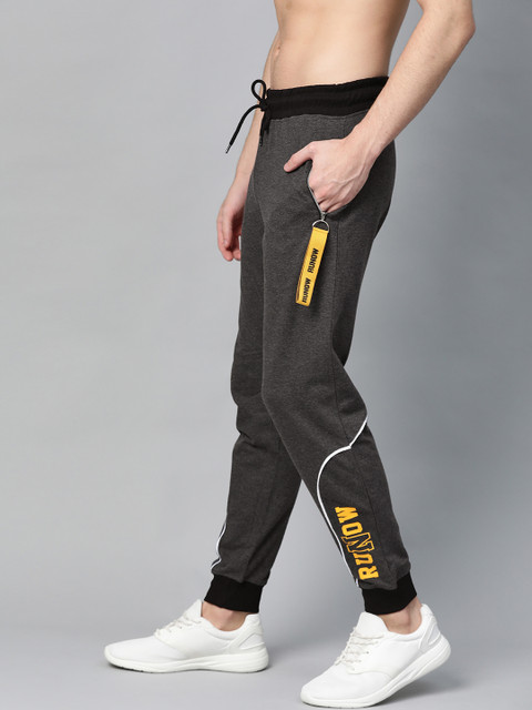 

HERE&NOW Men Charcoal Grey Printed Detail Joggers