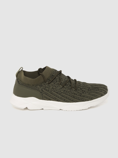 

HRX by Hrithik Roshan Men Olive Green & Black 3D Knit Slip-On Shoes
