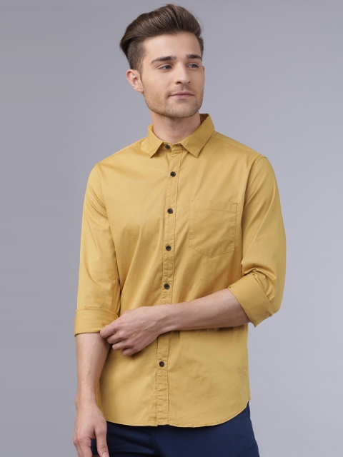 

Ecko Unltd Men Mustard Slim Fit Solid Casual Shirt