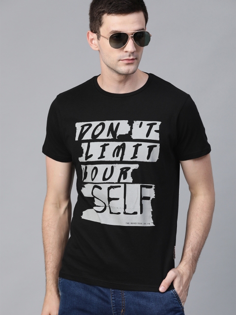 

Roadster Men Black & Grey Printed Round Neck T-shirt