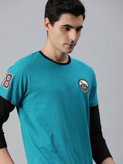 

Roadster Men Blue Solid Round Neck T-shirt
