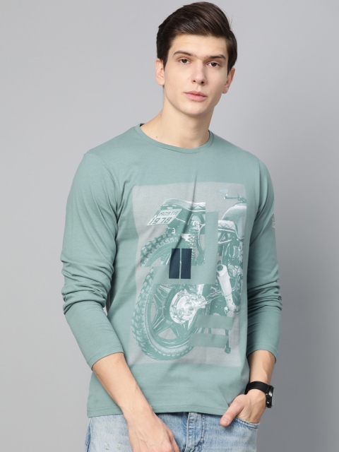 

Roadster Men Blue Printed Round Neck T-shirt