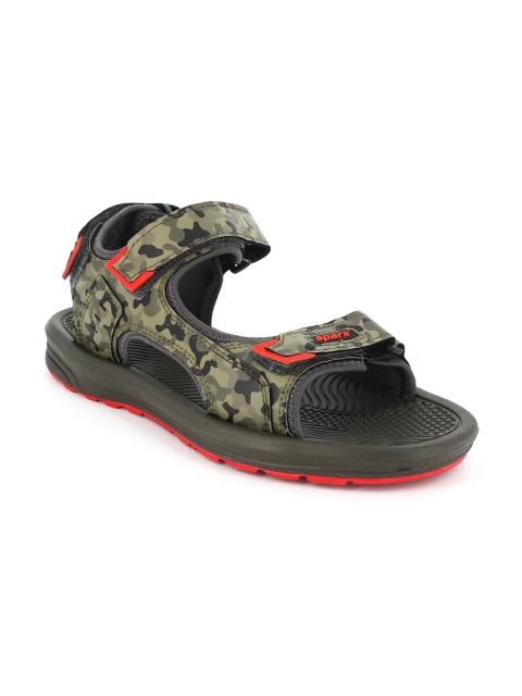 

Sparx Men Olive Green & Black Camouflage Print Floater Sandals