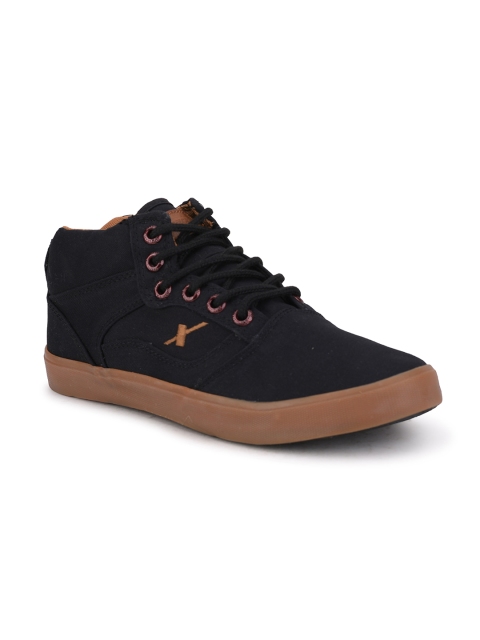 

Sparx Men Black Solid Mid-Top Casual Sneakers