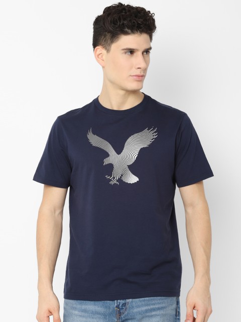 

AMERICAN EAGLE OUTFITTERS Men Navy Blue Printed Round Neck T-shirt