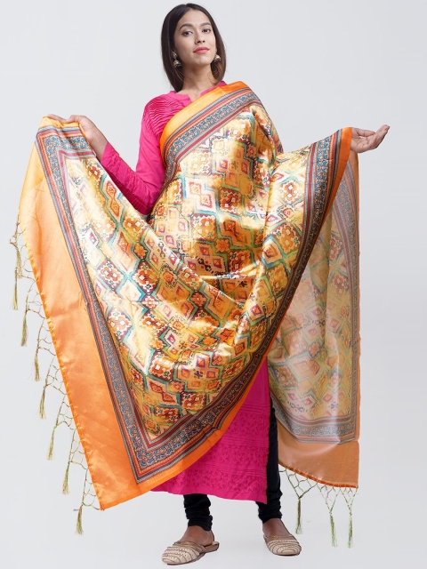 

Unnati Silks Yellow & Green Digital Printed Art Silk Sustainable Dupatta