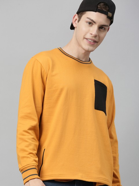 

HERE&NOW Men Yellow Solid Sweatshirt