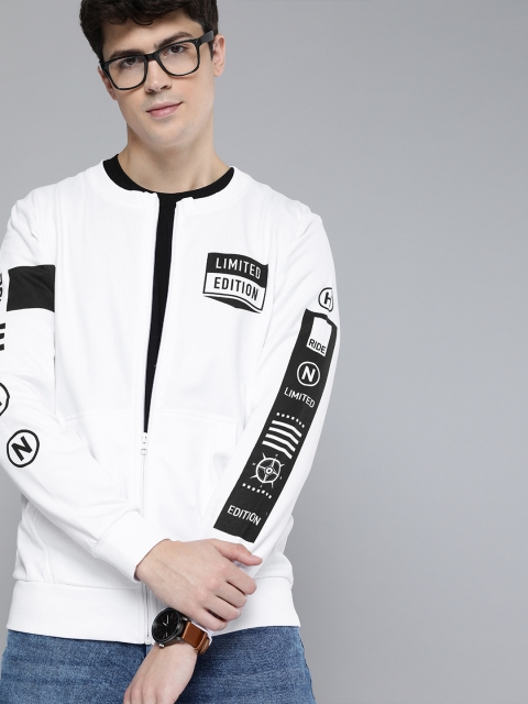 

HERE&NOW Men White & Black Printed Sweatshirt
