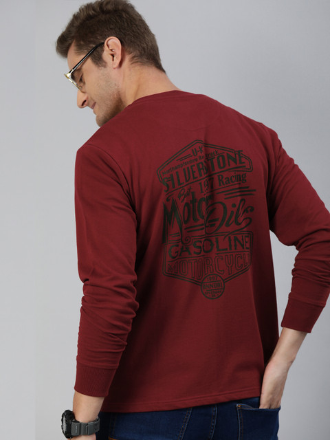 

HERE&NOW Men Maroon & Black Printed Sweatshirt