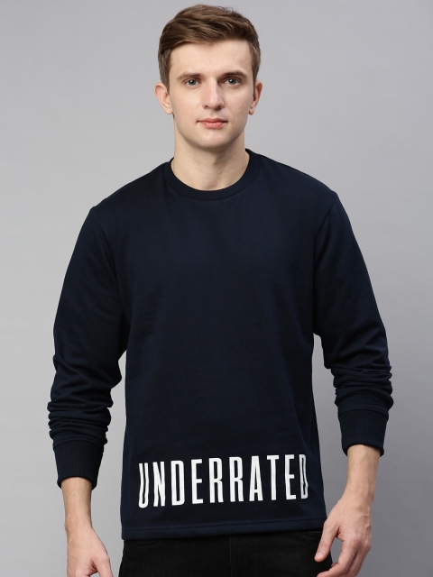 

HERE&NOW Men Navy Blue Printed Sweatshirt